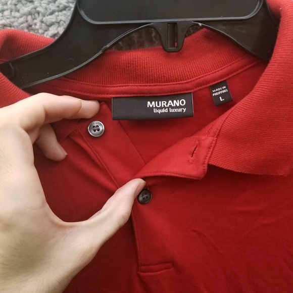 Murano Men's L Liquid Luxury Red Short Sleeve Polo 100% Cotton 47" 27.25" 10" - Picture 5 of 10